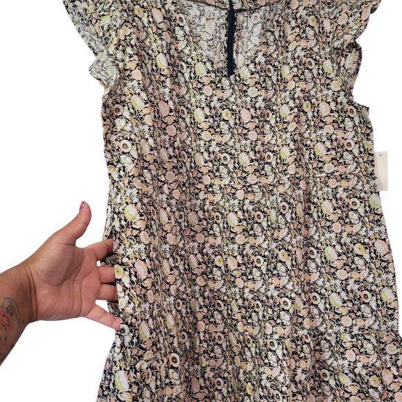 GOODTHREADS Relaxed-Fit Floral Linen Flutter Sleeve Peasant Dress Size X-Large - Picture 7 of 14